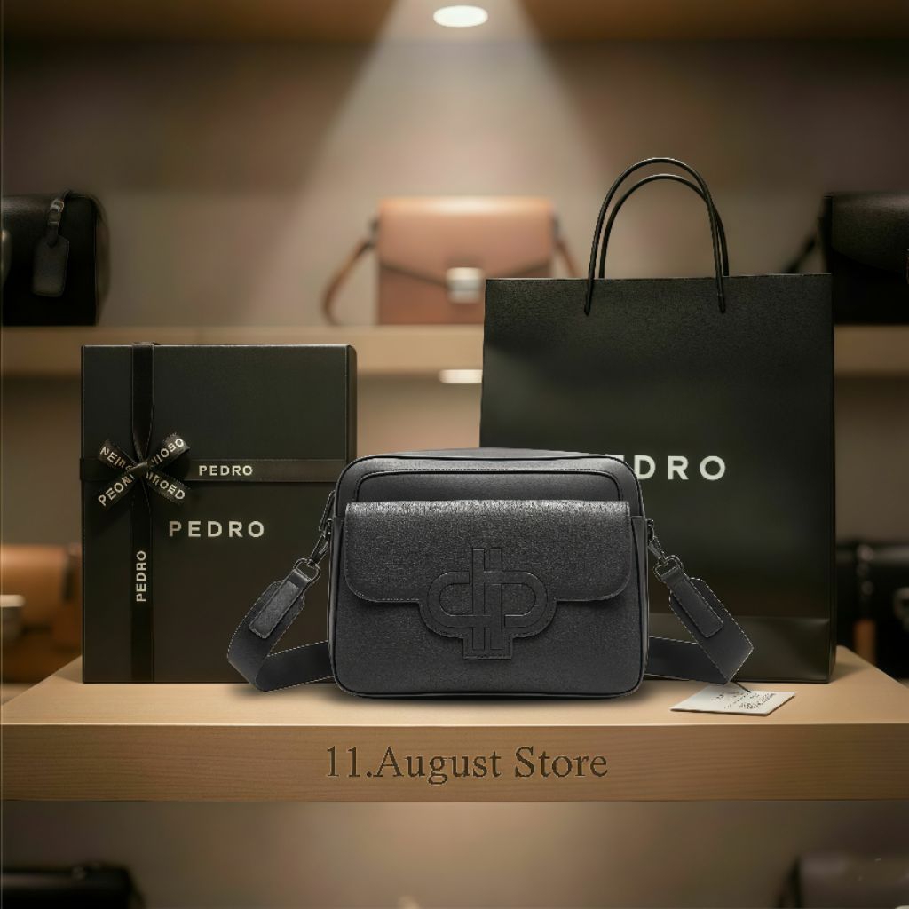 Túi đeo chéo nam Pedro cao cấp - Túi da đen thời trang sang trọng