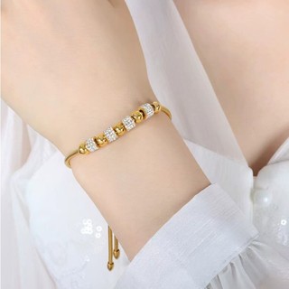 Lắc Tay Nữ Kiểu Dây Rút Dây Rút Charm Đá Sang Trọng Titan Ko Đen Ko Ngứa TT 1975