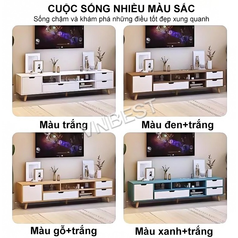 VNbest Tủ Tivi Kệ TV gỗ hiện đại Bắc Âu tối giản ngăn kéo phòng khách sang trọng đa năng để sàn | BigBuy360 - bigbuy360.vn