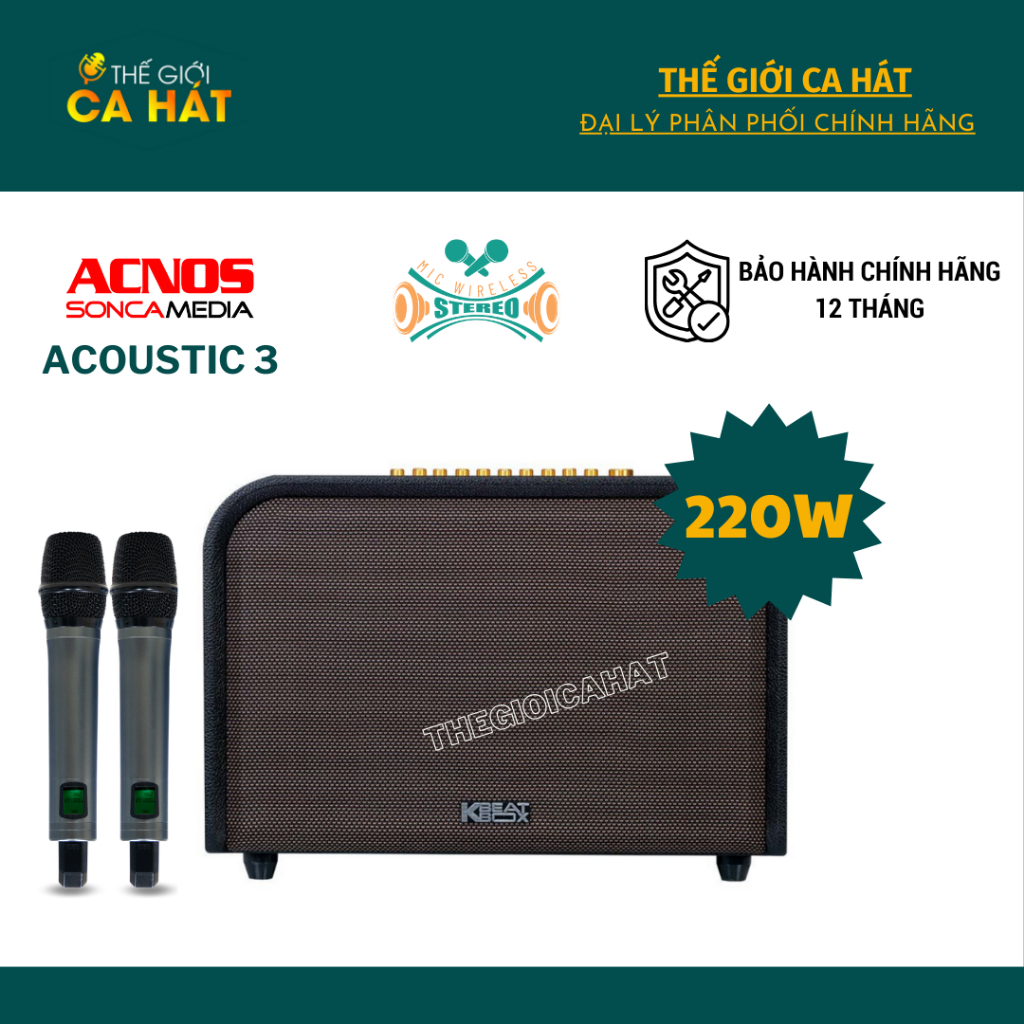 [ Tặng dây Optical kết nối Tivi ] Dàn âm thanh - Loa Karaoke di động ACNOS ACOUSTIC 3
