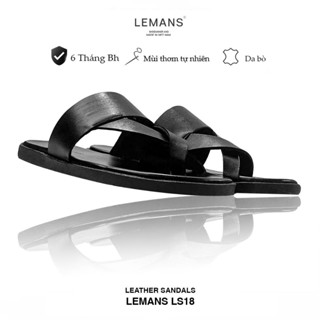 Dép nam 3.LS18 xỏ ngón da bò LEMANS, đế cao su có mùi thơm 2 lớp, thiết kế quai da 3 lớp trẻ trung chính hãng, BH 06T