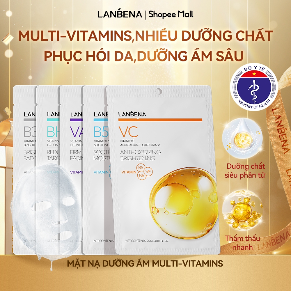 LANBENA Mặt Nạ dưỡng da đa tầng (10pcs) - Vitamin C, Dưỡng Ẩm Dịu Da B5 BHA, B3 và VA.Nuôi dưỡng và phục hồi Skincare