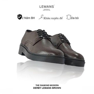 Giày da bò Modern Derby Brown LEMANS - giày tây đế tăng chiều cao 4cm, giày công sở, giày buộc dây, bảo hành 24 tháng