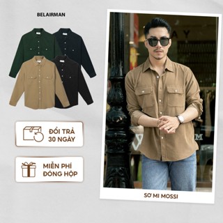 Áo sơ mi nhung tăm nam tay dài MOSSI vải sơ mi nhung tăm kiểu dáng lịch lãm, phong cách MOSI0139 - BELAIRMAN
