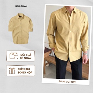 Áo sơ mi nam cổ bẻ dài tay vải Cotton cao cấp phom dáng thoải mái thấm hút cực tốt - BELAIRMAN 
