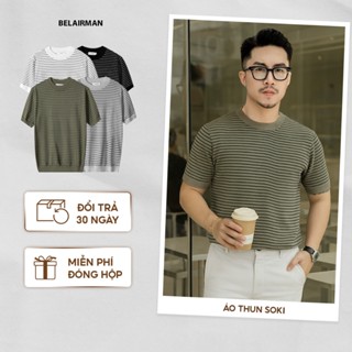 Áo thun dệt kim nam SOKI cổ tròn vải coton cao cấp, co giãn, form tôn dáng, thấm hút mồ hôi, chuẩn form - BELAIRMAN