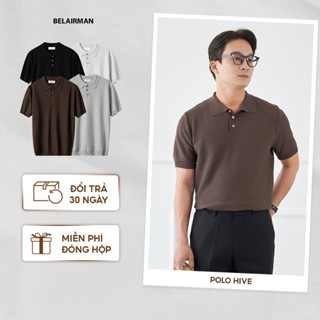 Áo polo dệt kim nam HIVE chất vải cotton thoáng mát, kiểu dáng đơn giản, thanh lịch, sang trọng, chuẩn form - BELAIRMAN
