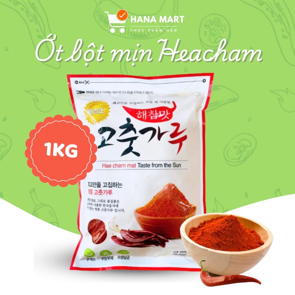 <Nhập khẩu> 1KG ỚT BỘT HEACHAM MAT HÀN QUỐC, KIM CHI, SỐT GÀ CAY