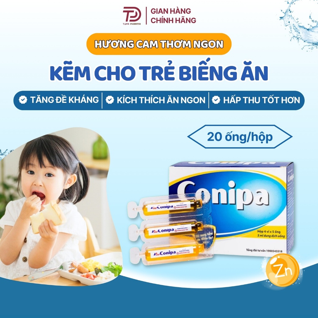 Kẽm cho bé biếng ăn và tăng đề kháng cho bé Conipa (Hộp 20 ống 5ml) phân phối chính hãng CPC1 HN