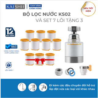 Bộ vòi lọc nước Kaishii và Set 7 lõi lọc ( Tặng 3 lõi ) mã KS02
