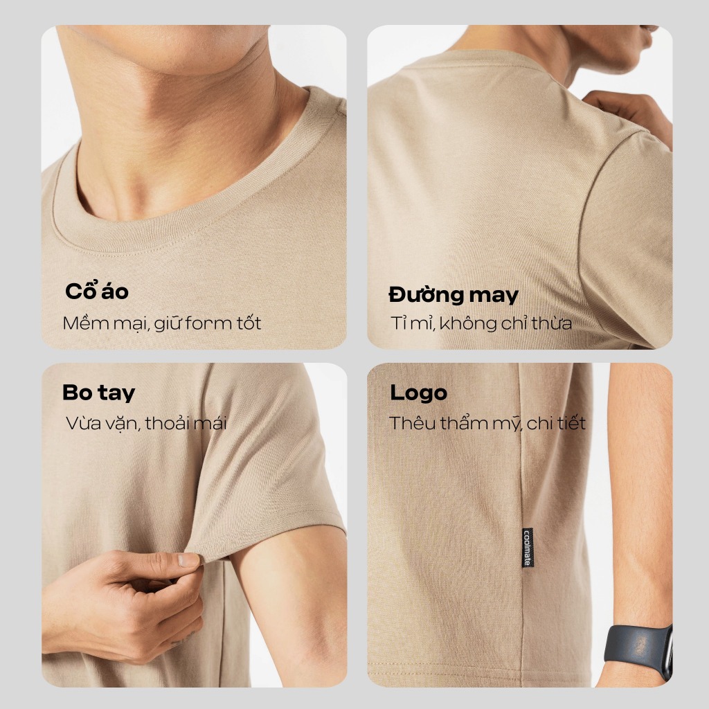 Áo thun nam TShirt Basic Cotton 100% 220gsm mềm mại chất mát lạnh thoáng khí, co giãn thoải mái Coolmate | BigBuy360 - bigbuy360.vn