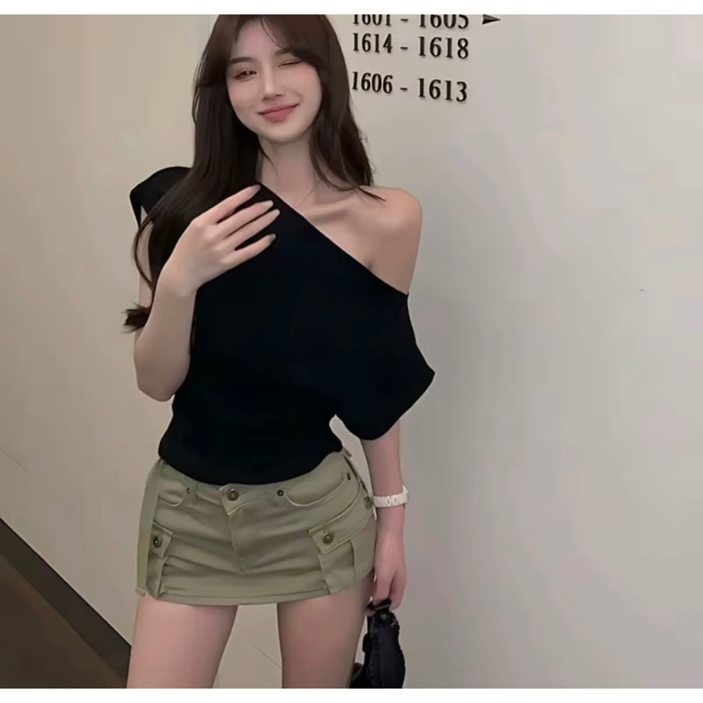Áo Thun Nữ Trễ Vai Cộc Tay Nữ cotton Co Giãn mịn mát | BigBuy360 - bigbuy360.vn