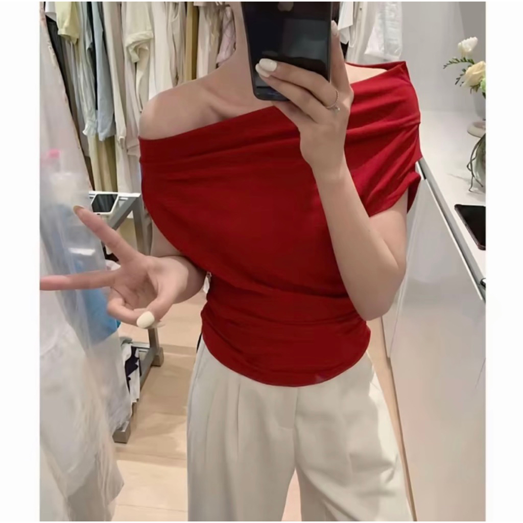 Áo Thun Nữ Trễ Vai Cộc Tay Nữ cotton Co Giãn mịn mát | BigBuy360 - bigbuy360.vn