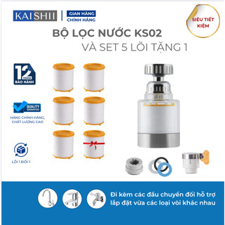 Bộ vòi lọc nước Kaishii và Set 5 lõi lọc ( Tặng 1 lõi) mã KS02