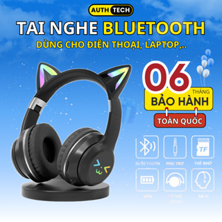 Tai Nghe Mèo Bluetooth Không Dây, Tai Nghe Chụp Tai Dễ Thương Tích Hợp Mic Và Đèn LED RGB