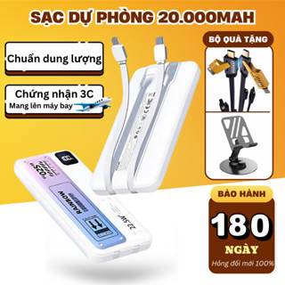 [1 ĐỀN 3 Nếu KO Chuẩn Dung Lượng] Sạc dự phòng nhanh 20.000mah Kèm 2 dây sạc-màn LED có thông số pin