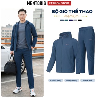 Bộ Áo khoác gió Nam Cao cấp MENTORIS, Bộ đồ nam thể thao có mũ tháo rời, Thiết kế hiện đại MBG01