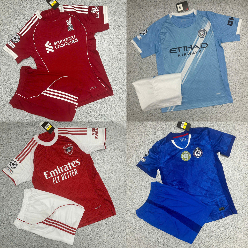 Bộ Quần Áo Bóng Đá CLB Nước Anh Đá Cúp C1 2025/2026 - Vải Polyester  Thái