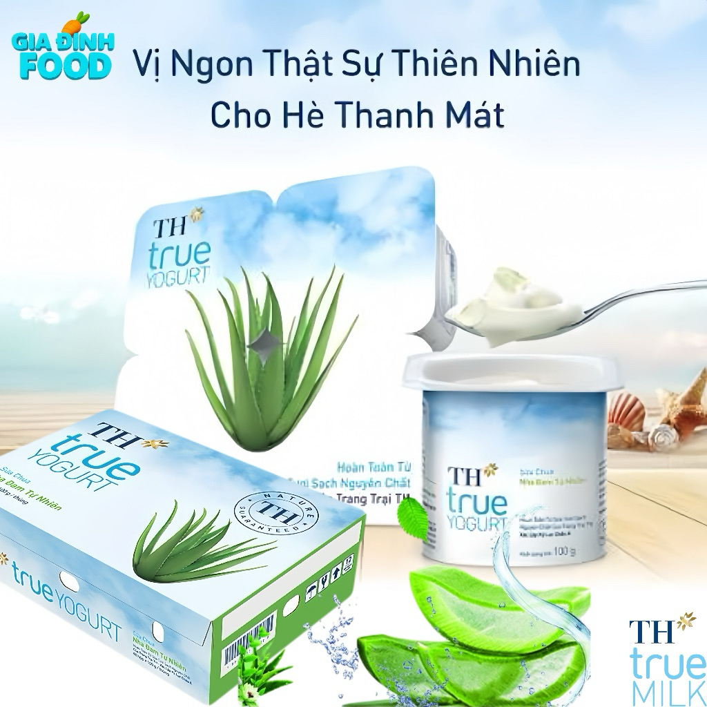 [Date mới] Sữa chua Nha Đam & các loại sữa chua khác tự nhiên Th True Milk yogurt 100g .