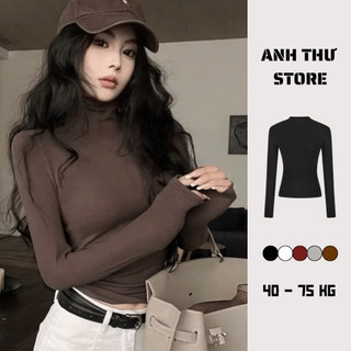  Áo Thun Trơn Tay Dài Dáng Ôm Body Cổ 3 Phân Basic BigSize  Áo Thun Cotton Dáng Ôm Body Dài Tay Thu Đông 488 