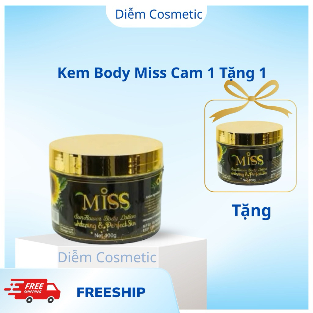 [ Mua 1 Tặng 1 ]Kem Body Miss 400g Chất Kem Màu Hồng Campuchia