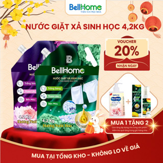 Nước giặt xả công nghệ sinh học Bellhome 4,2KG - Lưu hương lâu, Quần áo sạch thơm, mềm sợi vải