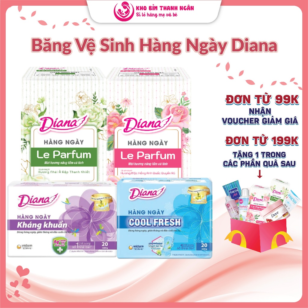 Băng Vệ Sinh Hàng Ngày Diana Gói Lớn Sensi CooL Mát Lạnh 15 Cm - Compact - Hàng Ngày Kháng Khuẩn - K