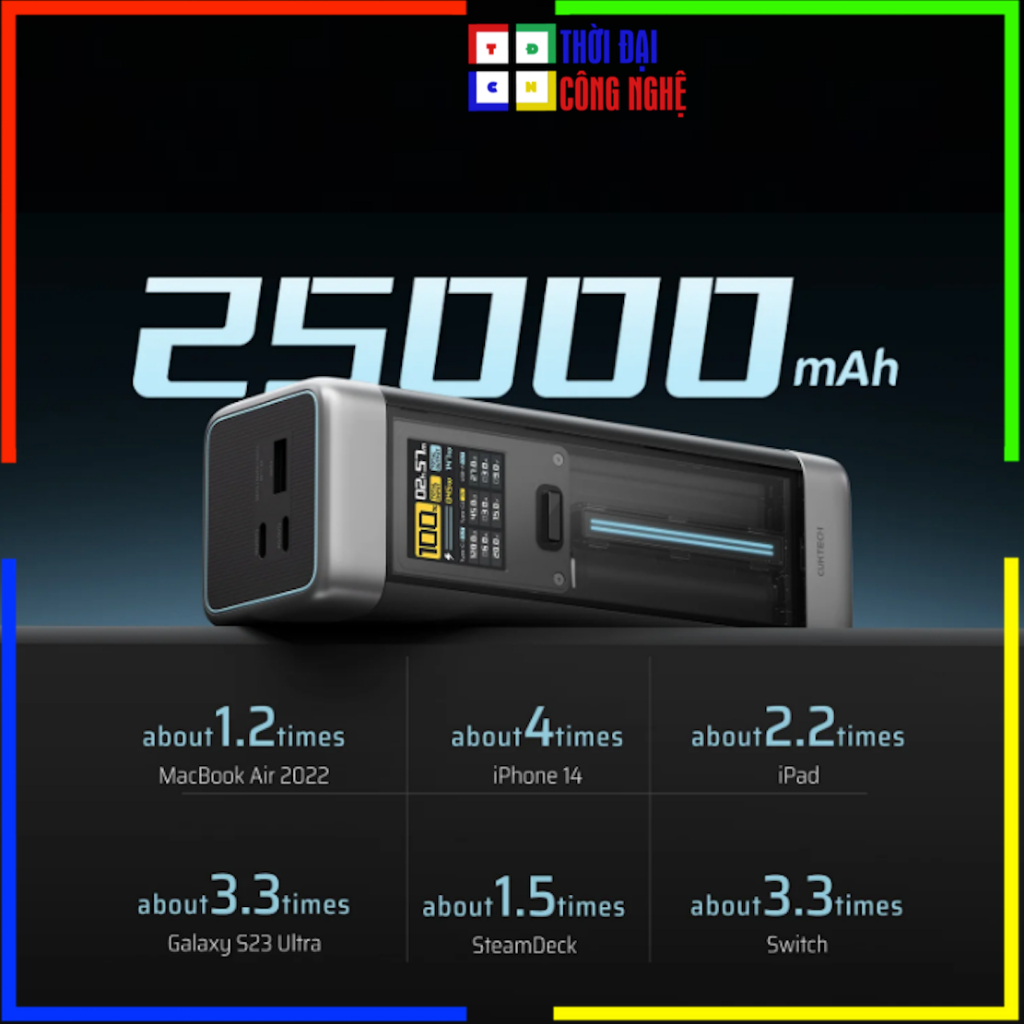 Pin dự phòng Cuktech P23 2C1A 25000mAh 210W có màn hình No.20 P23. Bảo hành 12 tháng, 1 dổi 1 30 ngà