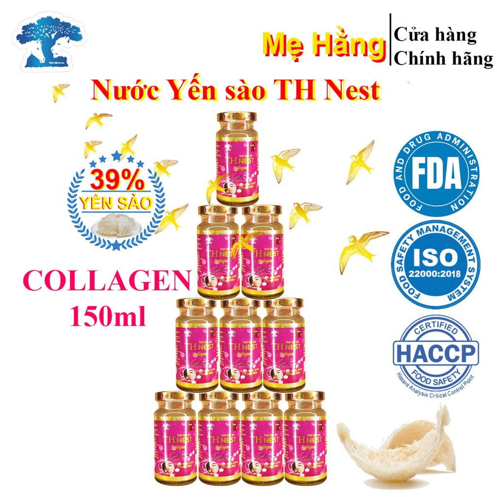 Combo 10 lọ Yến sào chưng Collagen TH Nest 39% yến tươi khánh hòa 150ml đẹp da mịn da