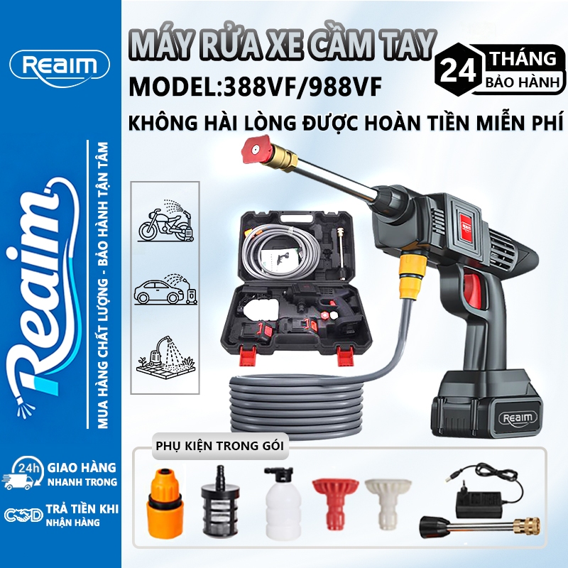 máy rửa xe pin tay cầm tay Súng phun Không Dây Chính Hãng Đa Năng Áp Lực Nước Mạnh