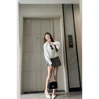    BẢN DÀI TAY   Áo sơ mi CỔ ĐỨC tay bồng áo sơ mi nữ tay dài NHÚN EO Samhyewear 