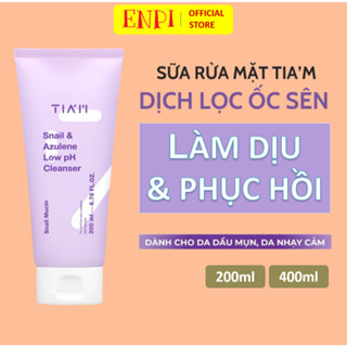 Sữa rửa mặt TIAM Snail Azulene Low pH Cleanser làm dịu và phục hồi da