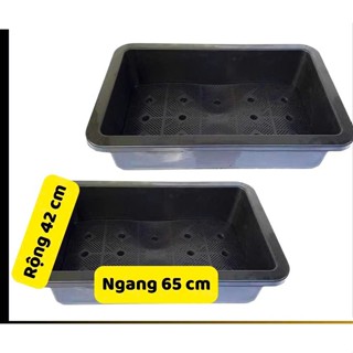   COMBO Khay Màu Đen Chậu Nhựa Dài 65cm Trồng Rau Thông Minh Trồng Hoa Hình Chữ Nhật Loại Dày 