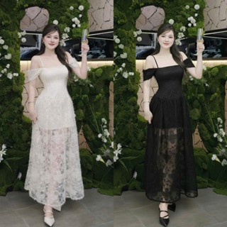 D857 (TÁO ĐỎ BIGSIZE 55-90KG) ĐẦM BIGSIZE ĐẦM TRỄ CAI 2 DÂY REN HOA DÁNG DÀI