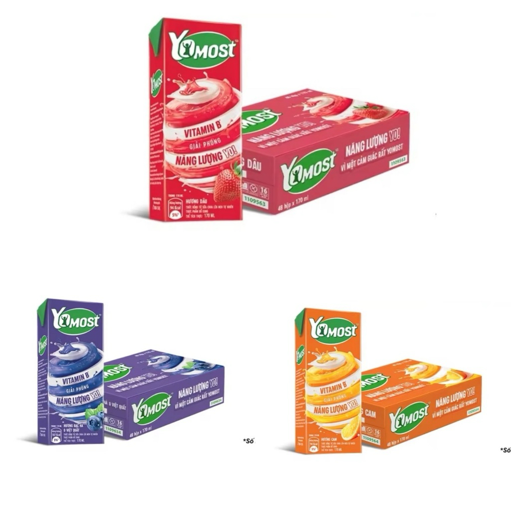 Thùng sữa chua uống Yomost hộp 170ml đủ vị