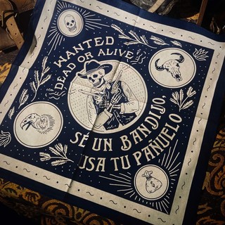  Khăn vuông Bandana họa tiết Cao bồi Cổ điển Wanted 55x55cm 