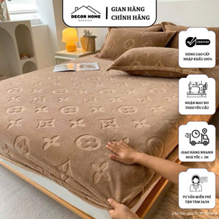 Set Ga Gối Nỉ Nhung Trần Bông Thêu Logo Nổi Họa Tiết LV Mẫu Mới 2023 Chất Liệu Dày Dặn Mềm Mịn Ấm Áp Cao Cấp