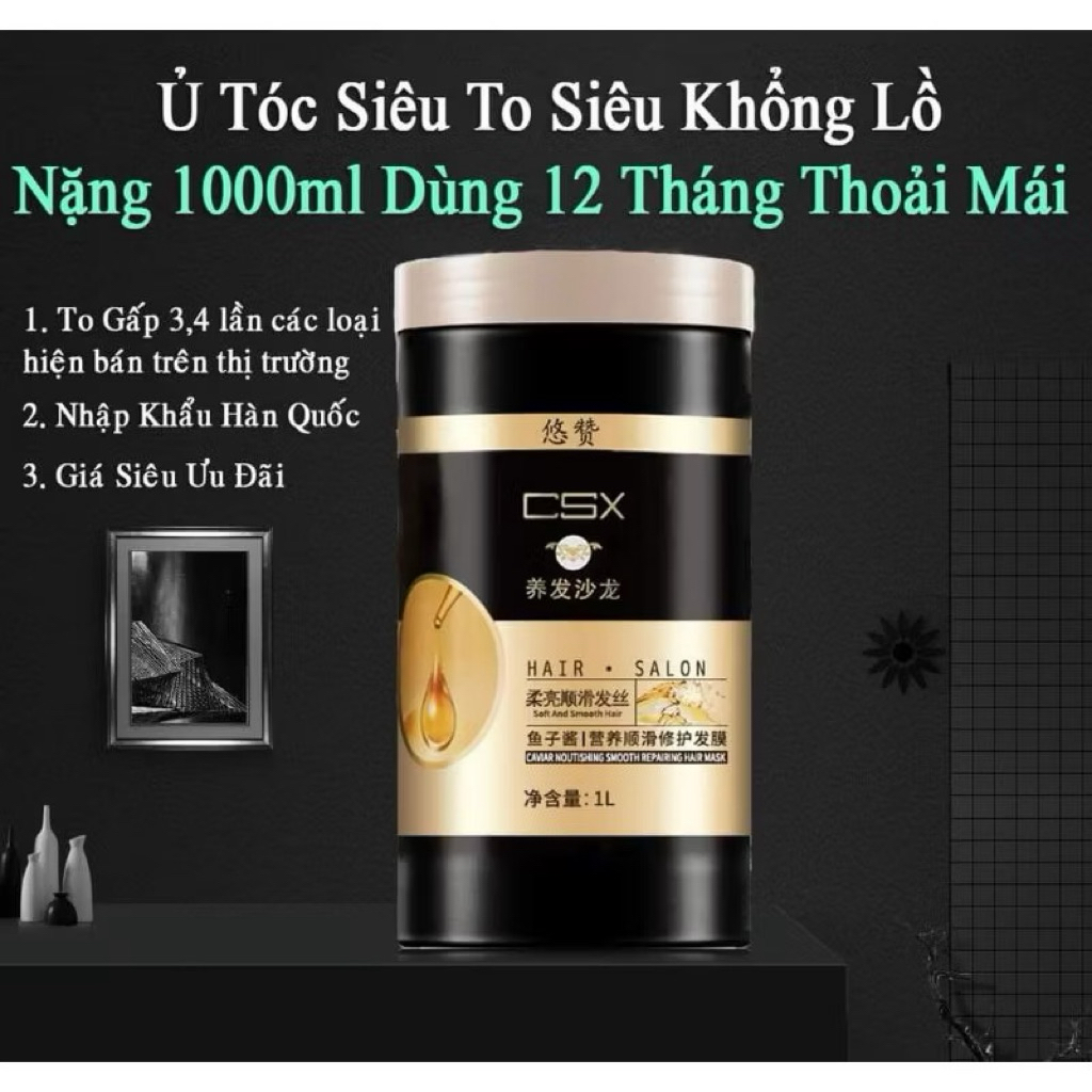 Ủ Tóc Siêu Mượt CSX  ho tro Giảm Gãy Rụng, Phục Hồi Tóc Hư Tổn Hộp 1000ML