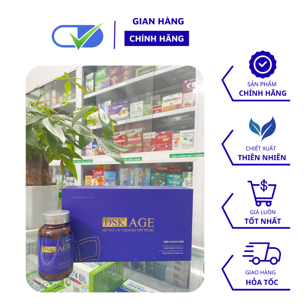 Viên uống DSK AGE Vshine [Chính Hãng] - Hỗ trợ cải thiện sạm da, tăng nội tiết tố nữ, làm đẹp da