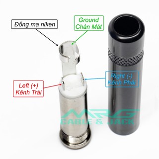 Jack 6 ly Cái (6.5mm) đuôi lò xo giá rẻ, dùng hàn dây tín hiệu âm thanh 6 ly nối dài (TRS 1/4 inch female). J-6