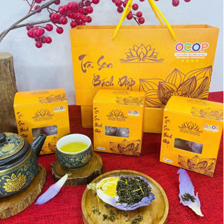 Hộp 2 Bông Trà Ướp Sen Bách Diệp Tây Hồ đạt chuẩn  [OCOP 4 SAO] - Bộ Túi Hộp 6 Bông