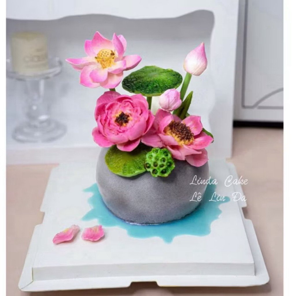 Combo 14 khuôn silicone tạo bình hoa sen Piping gel hot 2025