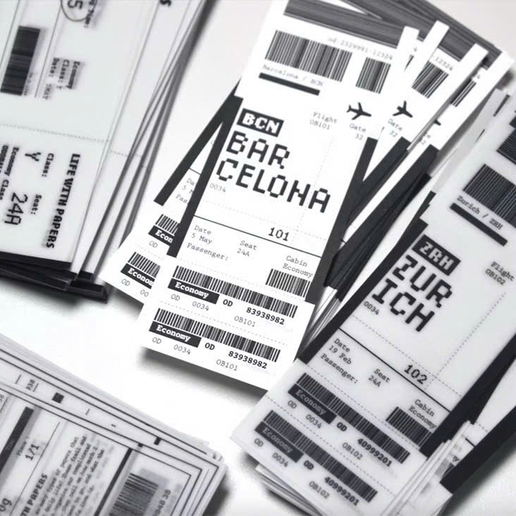 Thẻ giấy theo phong cách vé máy bay