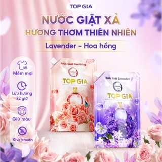  Túi nước giặt xả TOPGIA hương lavender hoa hồng  dung tích 1L đánh bay vết bẩn hương thơm mềm mại 