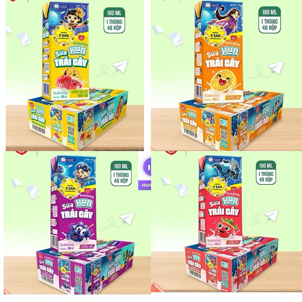 Thùng sữa Kun 180ml đủ vị