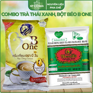  Combo trà thái xanh bột béo b one nguyên liệu nấu trà sữa set NL trà sữa bột b one trà thái xanh 