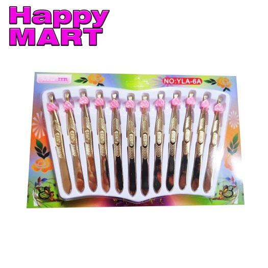 Vỉ 12 nhíp nhổ lông mày màu mạ vàng, nhíp nhổ lông nách (Kho sỉ)