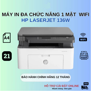  Máy in laser đen trắng HP 136W 4ZB86A   In wifi Scan Copy  đã bao gồm mực in 