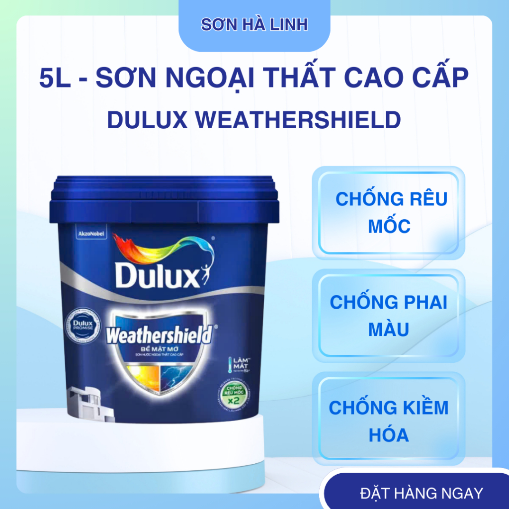 Sơn tường ngoài trời Dulux Weathershield chống phai màu 5L