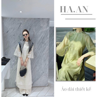  Áo dài cách tân form xuông Thi Thư hoa thêu ren nổi cao cấp- Cover LINN Design 